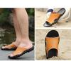 Fashion Big Size Men Slippers Summer Fashion Genuine Leather Casual Slides Street Fashion Beach Shoes Black Cow Leather Sandals