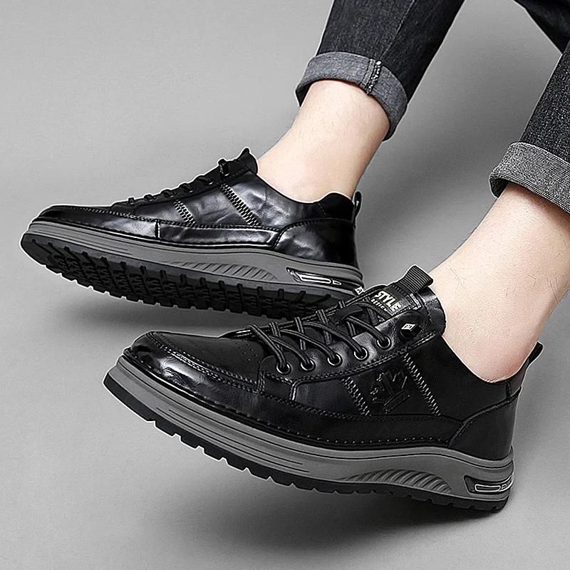 Allround Herrskor Andningsbara Herrpromenadskor Klassiska Herr Bekväma Casualskor Hot Sale Herr Äkta Lädersneakers