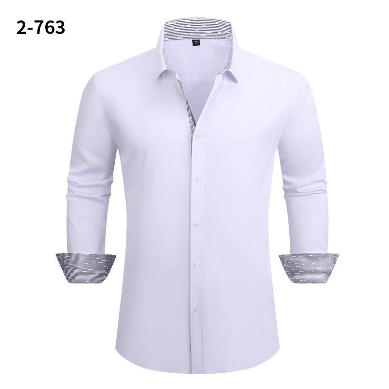 

Spring Autumn Polo-neck Casual Fashion Patchwork Shirt Male Long Sleeve Buttons Bottomed Blouse Top Men 3XL