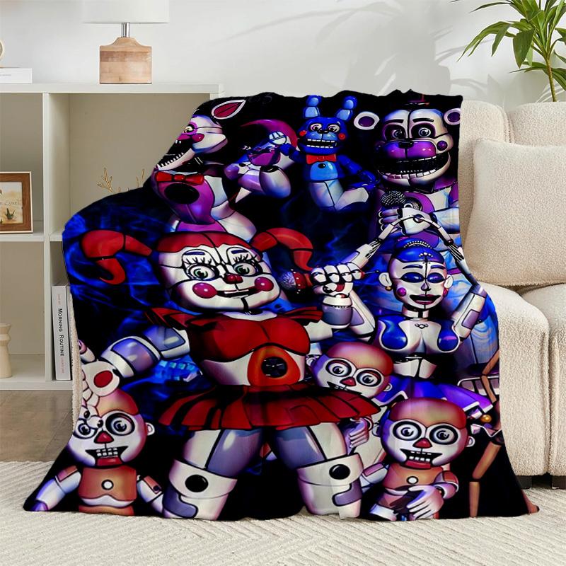 1PC Fnaf Character Collage Flannel Blanket Gift, Suitable for Both Men And Women, Soft Ideal for Beds And Sofa, Birthday Or Christmas Gift