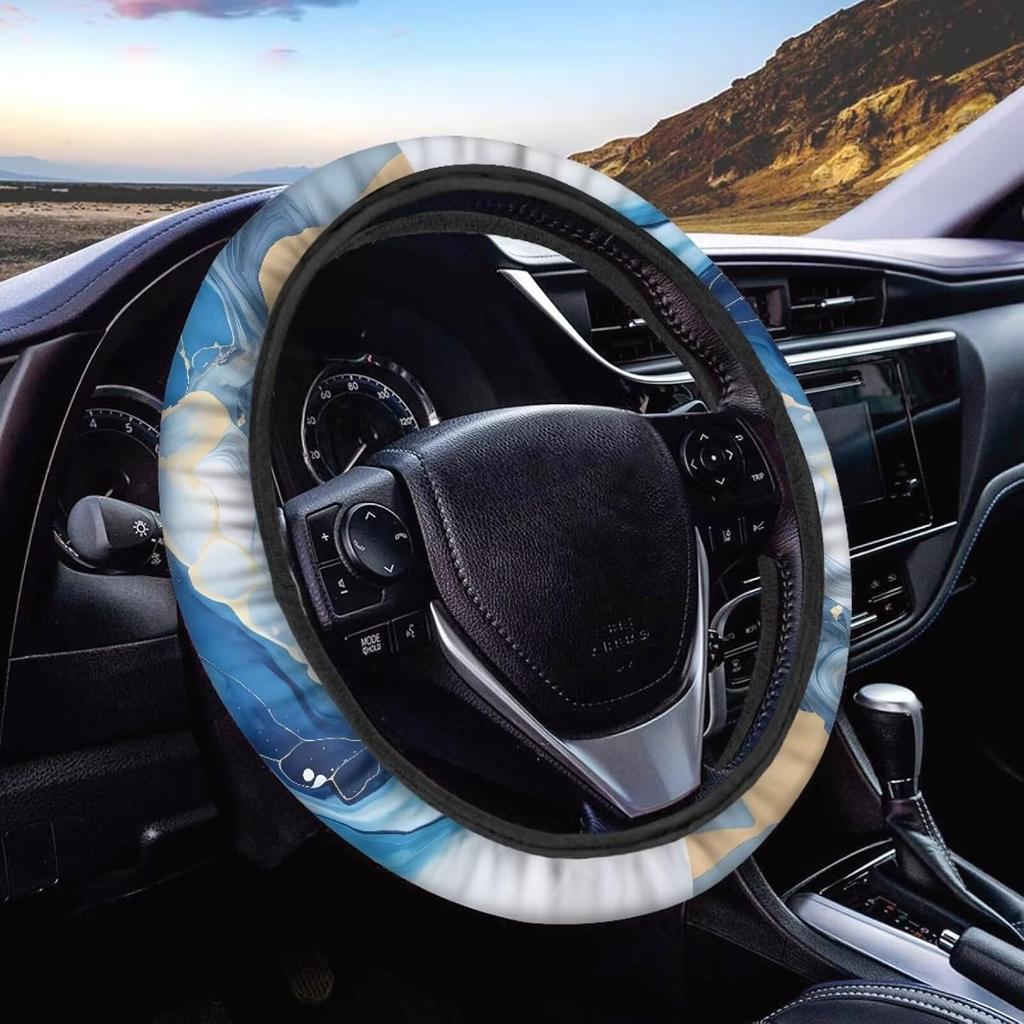 15inch Cow Sunflower Auto Steering Wheel Cover for Women Men Sunflower Lover,Brown Cowhide Steering Wheel Cover Protector Accessory Elastic and Anti