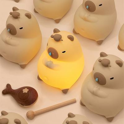 Cute Cartoon Capybara Silicone Night Light USB Rechargeable Timing Dimming Sleep Night Lamp for Children's Room Decor