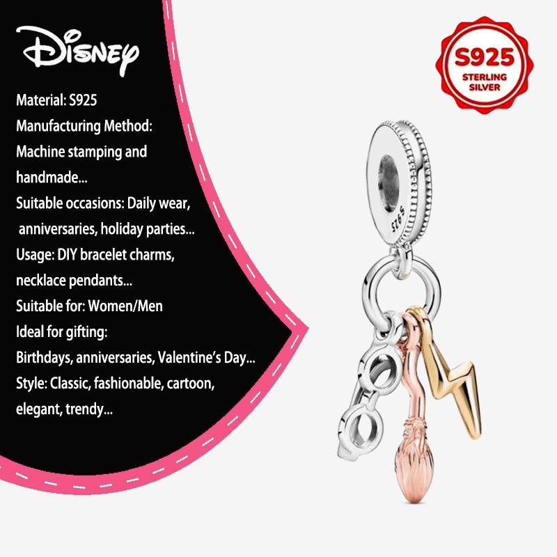 New Disney 925 Silver Winnie & Stitch Charms for Bracelet Necklace DIY Jewelry Gifts Holiday Party