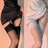 Seksualios moteriškos pėdkelnės atviru klynuku, iki šlaunų aukščio, su petnešėlėmis, kūno pėdkelnės, aptemptos, dryžuotos, mozaikinės