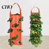 PE Fabric Planter Hanging Strawberry Grow Bag Upside Down Reusable Breathable Plant Rootlet Growth with 4 6 8 10 Planting Holes for Vegetables