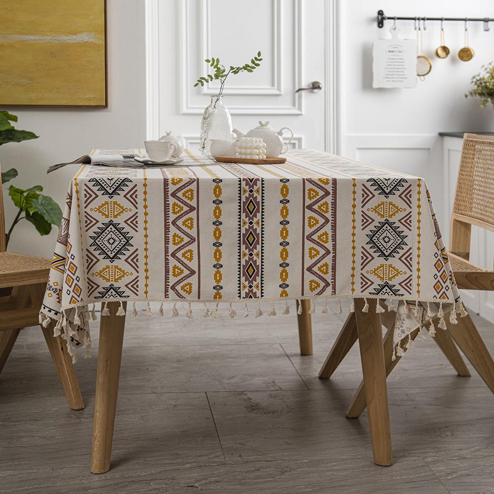 Toalha de mesa boêmia Toalha de mesa resistente a óleo e água Toalha de mesa de jantar Toalha de mesa para acampamento e festa de casamento