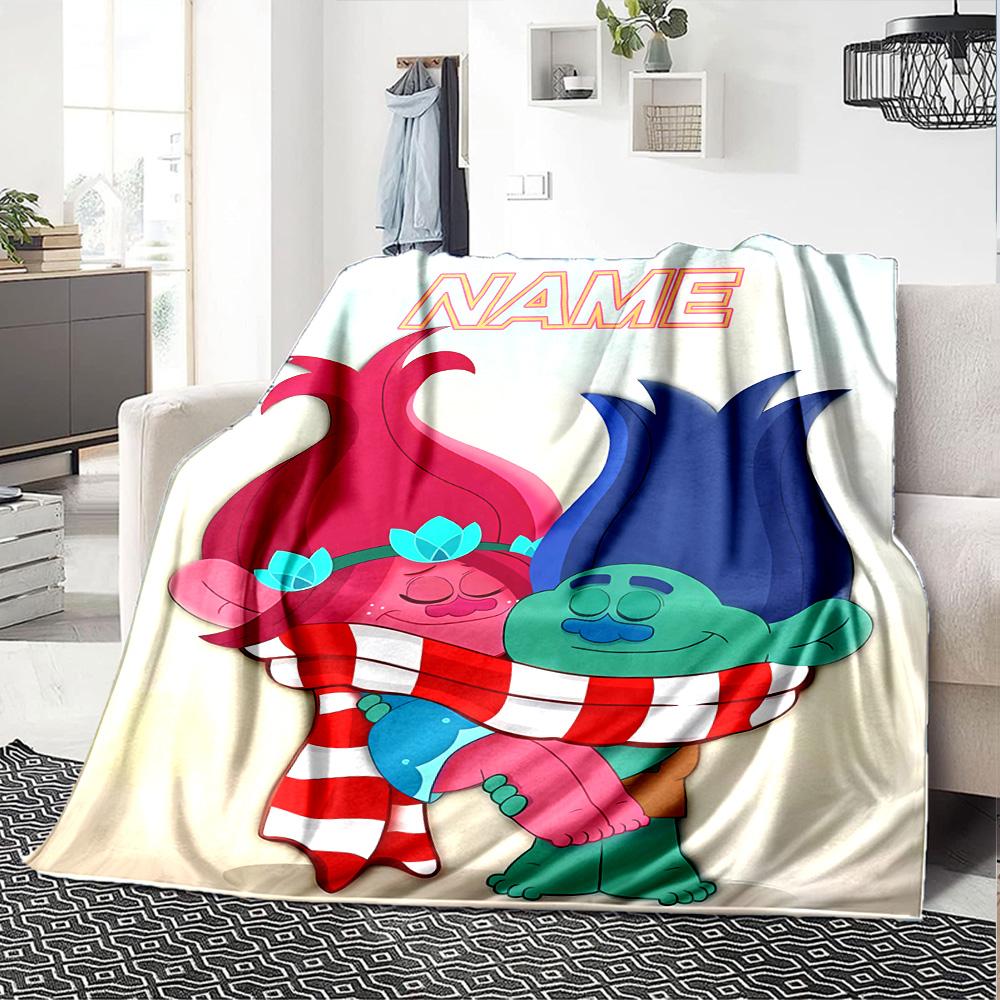 Customiz Name Personality Trolls Blanket Soft &Warm Sofa Office Bed Travel Lunch Break Blanket, Gift Suitable All Seasons