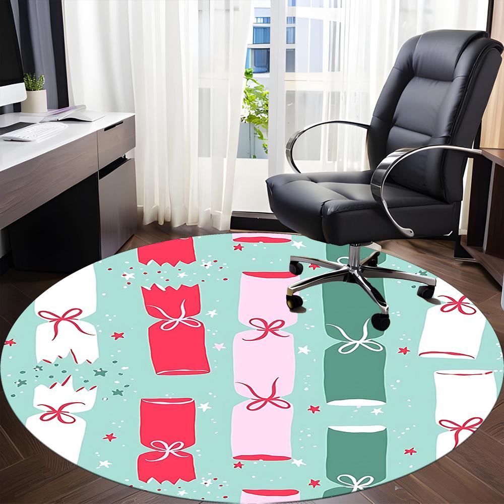 1pc Christmas crackers Office Round Rug, Non-slip, Soft and Durable Office Rug for Interior Decoration, Perfect for Office, Beautiful Decoration yy260