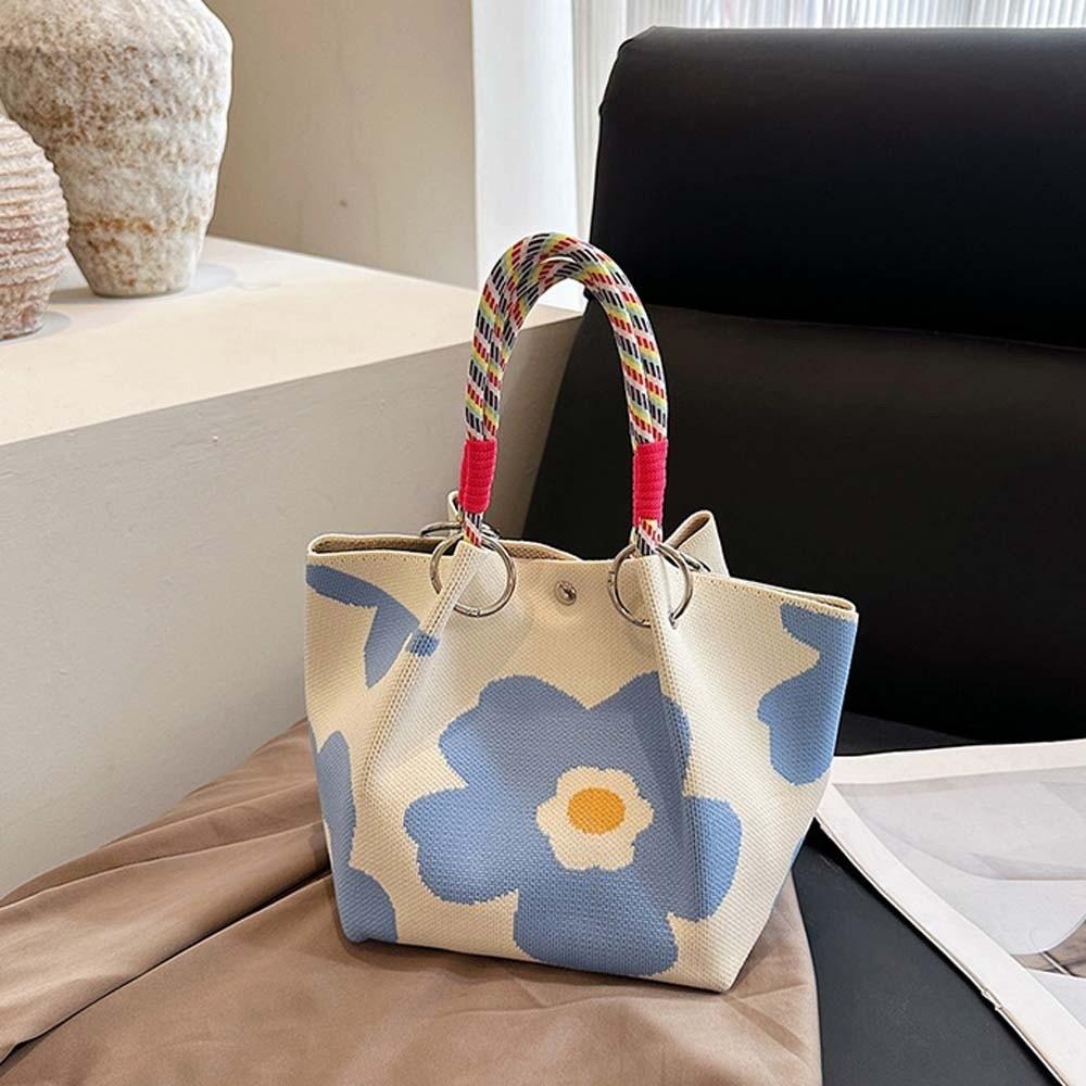 

Stripe Women Knitted Handbag Butterfly Floral Commuting Pouch Printed Small Bag Shopping Style 6