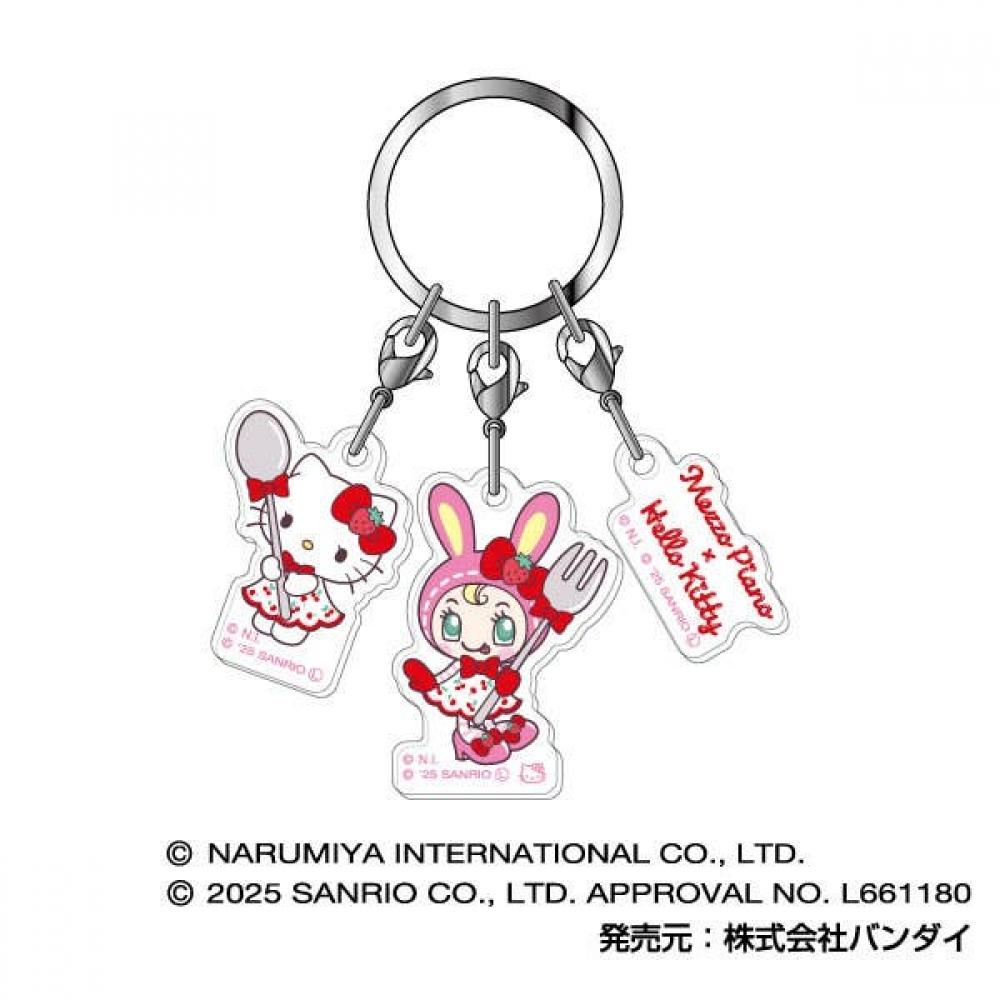 

SAnrio Mezzo PiAno X Hello Kitty Потрійний акриловий брелок 01 Вишня A