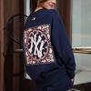 New MLB Sweatshirts Unisex Dark Marine Blue 3AMTEC724-50NYD