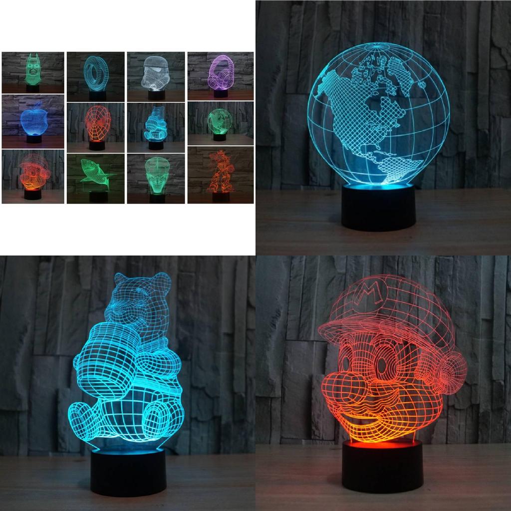 Super Mario 3d Night Light With Touch Control And Remote For Bedroom Decor