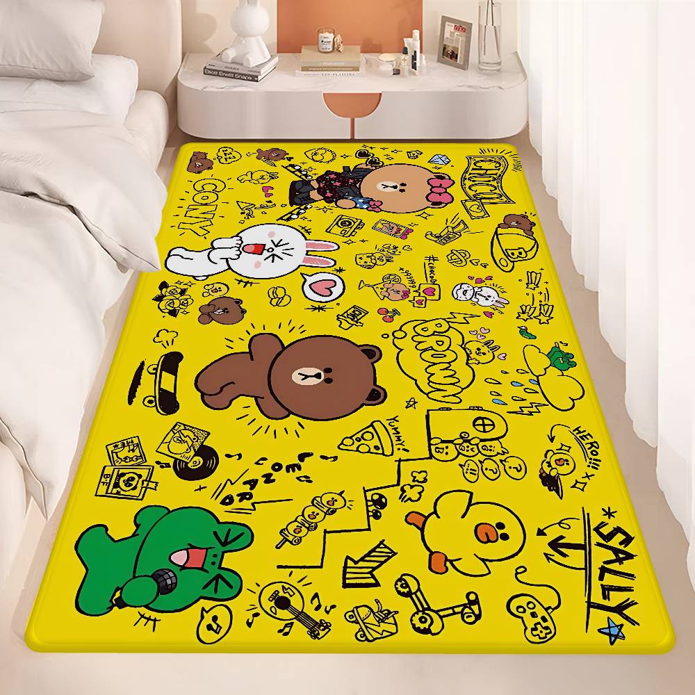 Lines Friends Brown Bear Bathroom Mat INS Style Soft Bedroom Floor House Laundry Room Mat Anti-skid Welcome Doormat