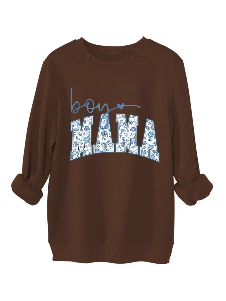 BOY MAMA Floral Spot Women's Thickened Casual Round Neck Long Sleeve Hoodie