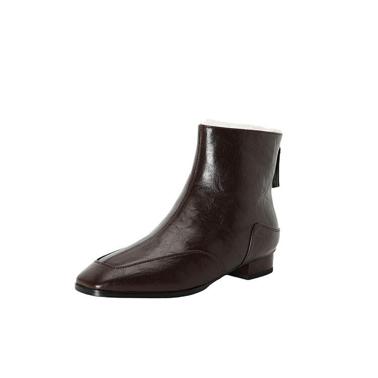 Fashion NEW Winter Women Boots Square Toe Chunky Heel Shoes Split Leather Shoes for Women Zipper Ankle Boots Warm Wool Modern Boots