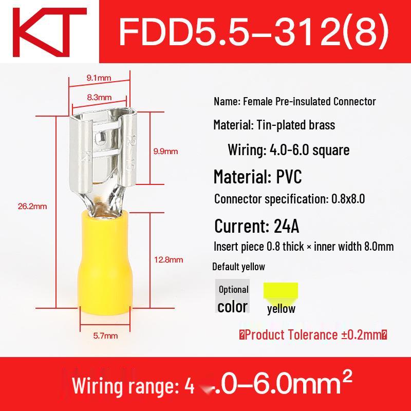 KST FDD5.5 Female Pre-insulated Screwless Crimp Terminal Block