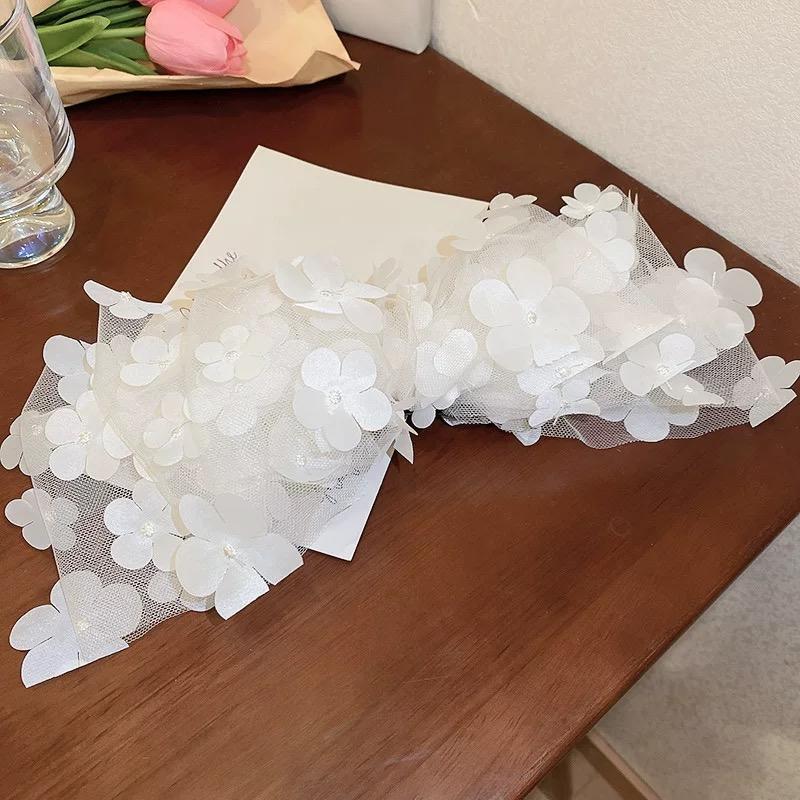 New Mesh Flower Bow Tie Hair Clip for Women Fashion Large Sweet Hairpin Barrettes Headdress Sweet Bride Hair Accessories
