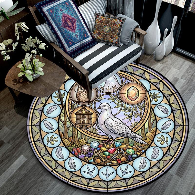 Birds Treasures Round Area Rug Under Office Chairs Bedroom Living Room Home Decor