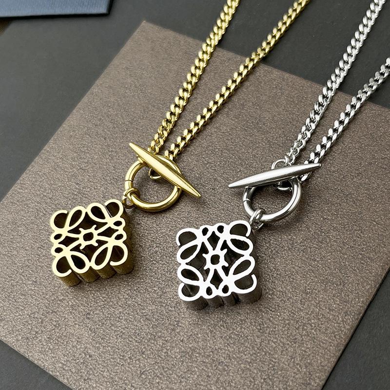 High-End Titanium Steel Geometric Pendant Necklace for Women