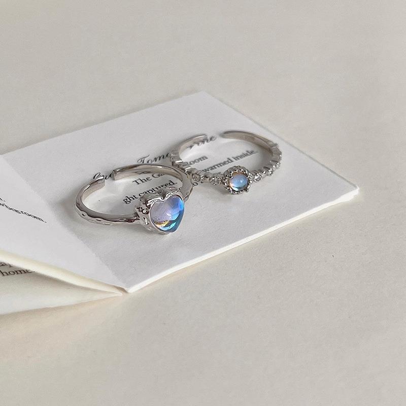 Chic Copper Adjustable Heart Design Moonstone Zirconia Ring For Stylish Women