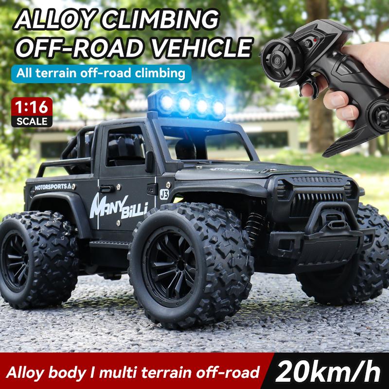 Alloy NEW JEEP Racing 1:16 Scale With LED Lights High Speed Road Climbing Drifting 2.4G Remote Control Toys For Kid Outdoor Gift