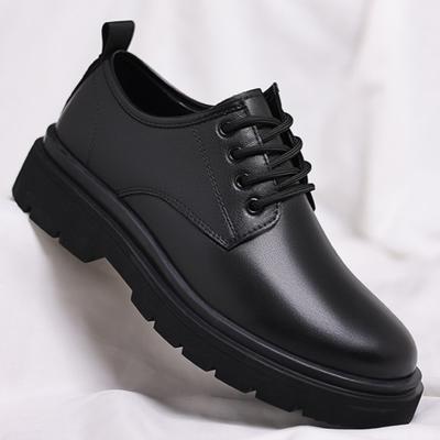 Herren Lederschuhe Frühling Dicksohlige Casual Derby Schuhe Herren Formelle Schuhe Schwarz Stiefeletten Mann Winter Warm Lederschuh