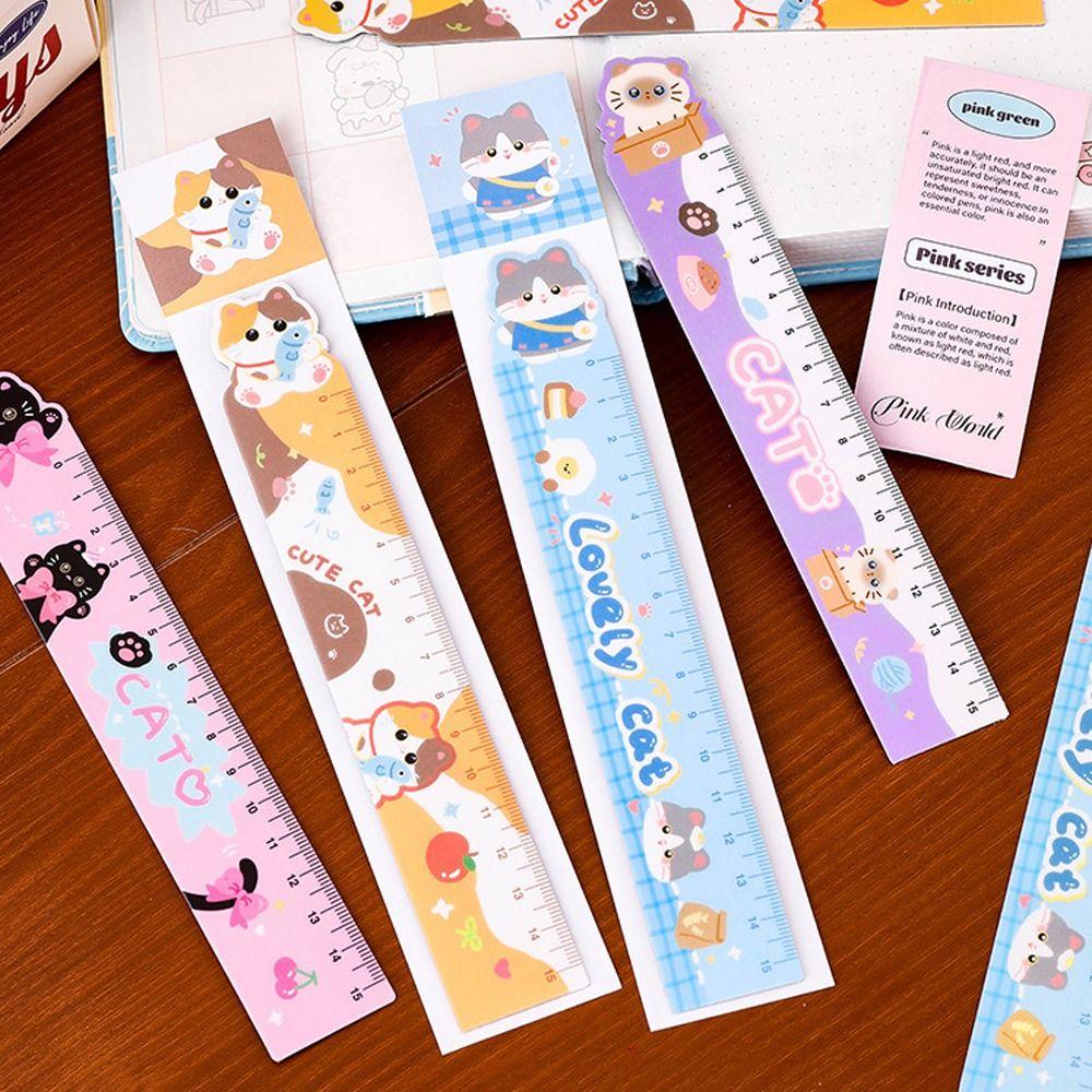 Cute Cat Magnetic Bookmark Ruler Reading Gift Pagination Mark Stationery Reading Book Clip School Office Supplies