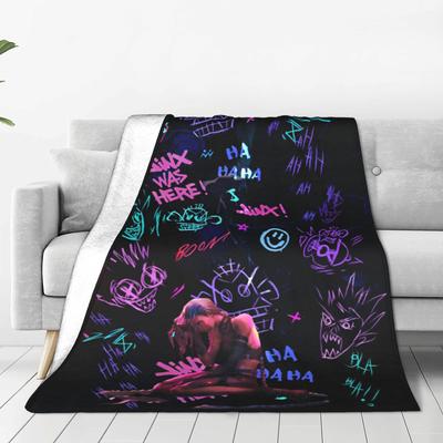 Arcane Anime Legends Blanket Jinx Monkey Graffiti Flannel Awesome Warm Throw Blankets for Bedroom Winter Office