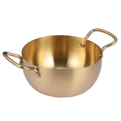 Korean Stainless Steel Dual-Handle Instant Noodles Pot with Induction Compatibility