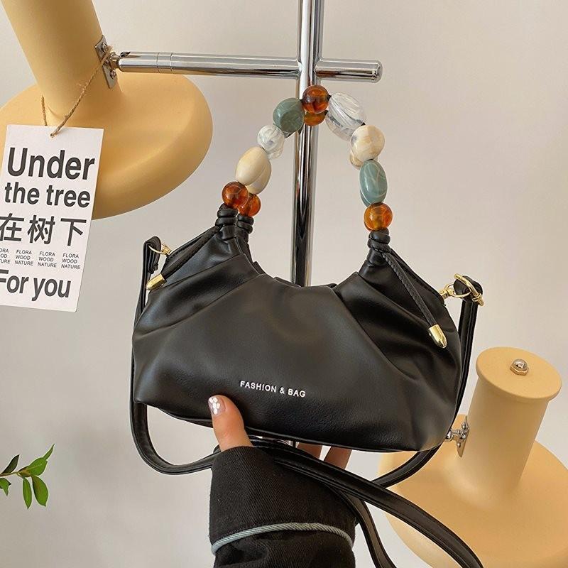 Stylish Soft Texture Handheld Pleated Bag For Women In Black Beige Brown And More