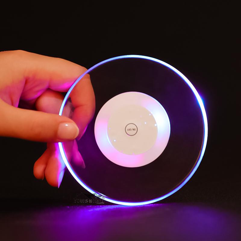 LED-Leiste Leuchtende Tisch-Tassenunterlage Küchenmatte Pad für Bar Cocktail KTV Lichtbasis Schwerkraftinduktion Batterie Barwerkzeuge Barzubehör