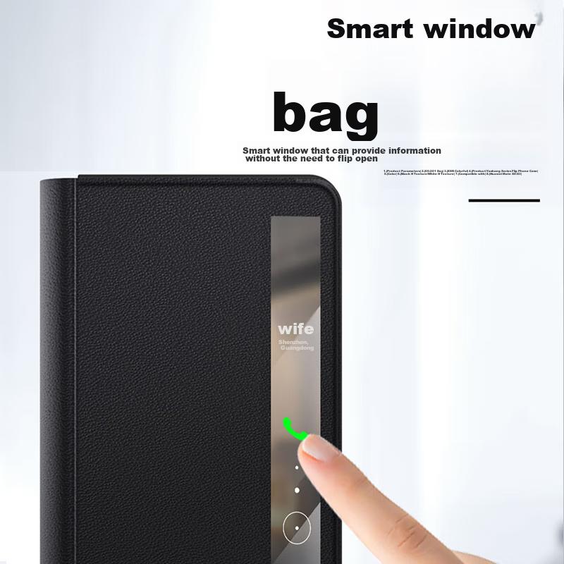 Foldable Protective Case for Honor Magic Vs, Full Protection Magnetic Stand Back Genuine Leather, Black