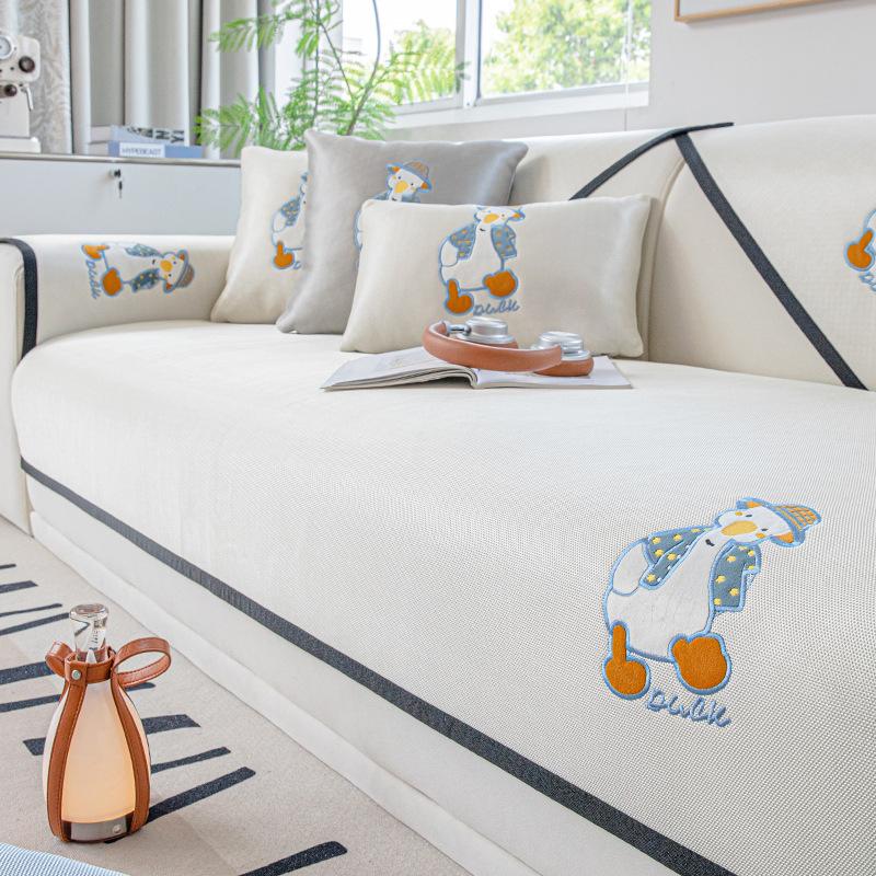 

Summer Cool Ice Silk Sofa Cushion New Summer Mat Seat Cushion Straight Row One Piece Sofa Cover 70*70cm