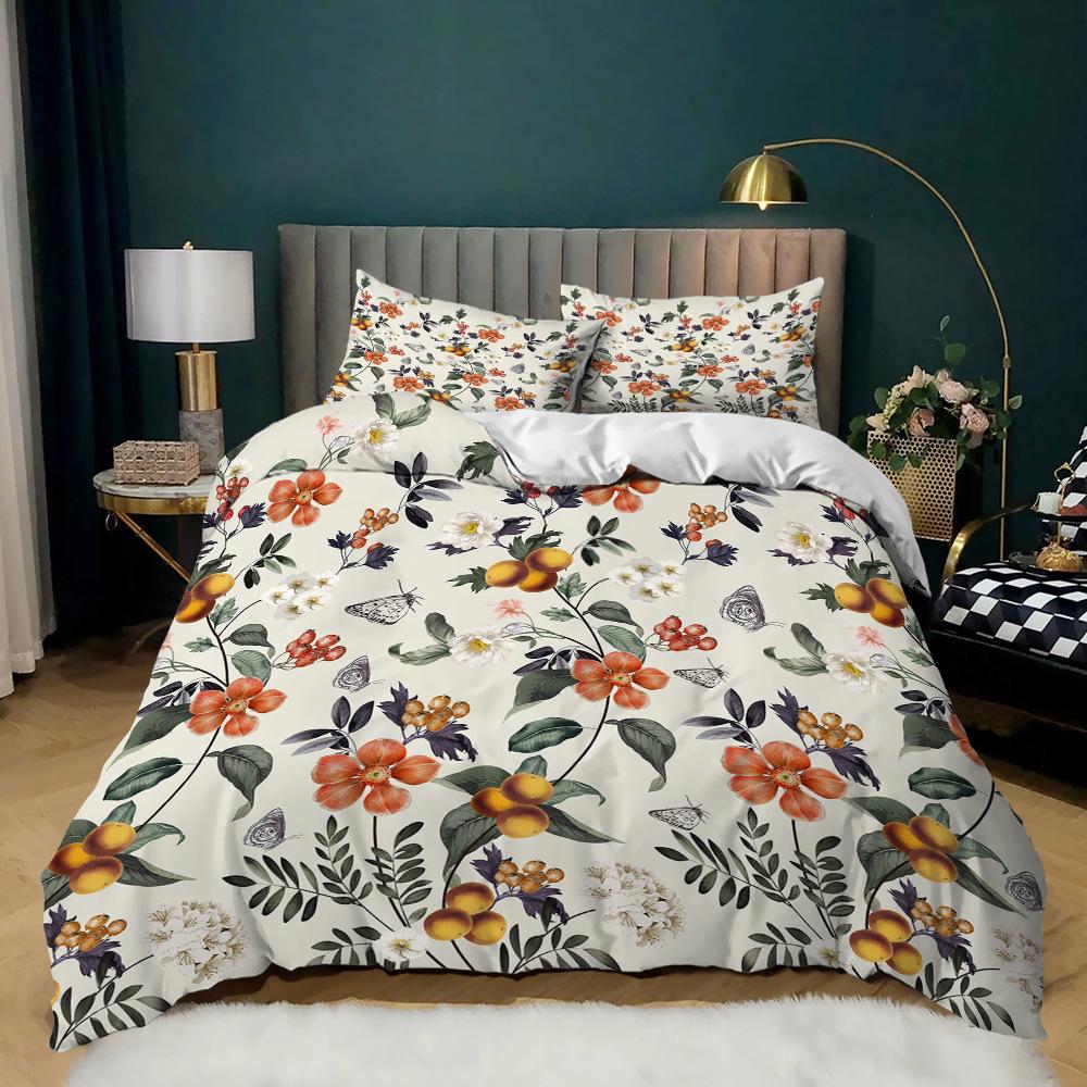 Pastoral Three-Piece Plant Printing Four-Season Kit Quilt Cover
