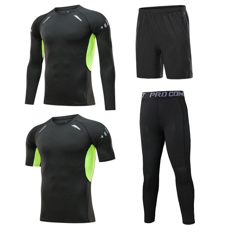 

Мужской эластичный фитнес-комплект из 4 предметов: Дышащие облегающие базовые слои для бега, баскетбола и футбола. M (for 170cm)