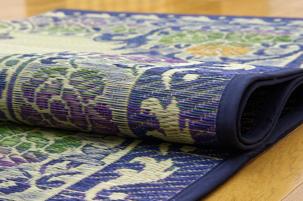 IKEHIKO "DX Marvelous" Igusa Rug, 2-Tatami Size, Blue, Approx. 191 x 191 cm (Non-Woven Backing)