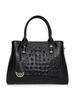 Aidrani Μοντέρνα γυναικεία τσάντα χειρός μεγάλης χωρητικότητας, μοτίβο κροκοδείλου, υλικό από δέρμα αγελάδας, μαύρο