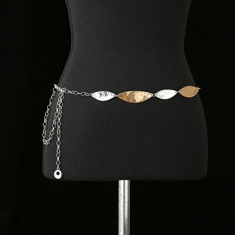 Ретро Бохо Женский Пояс для Платья: Этническая поясная цепочка с листьями