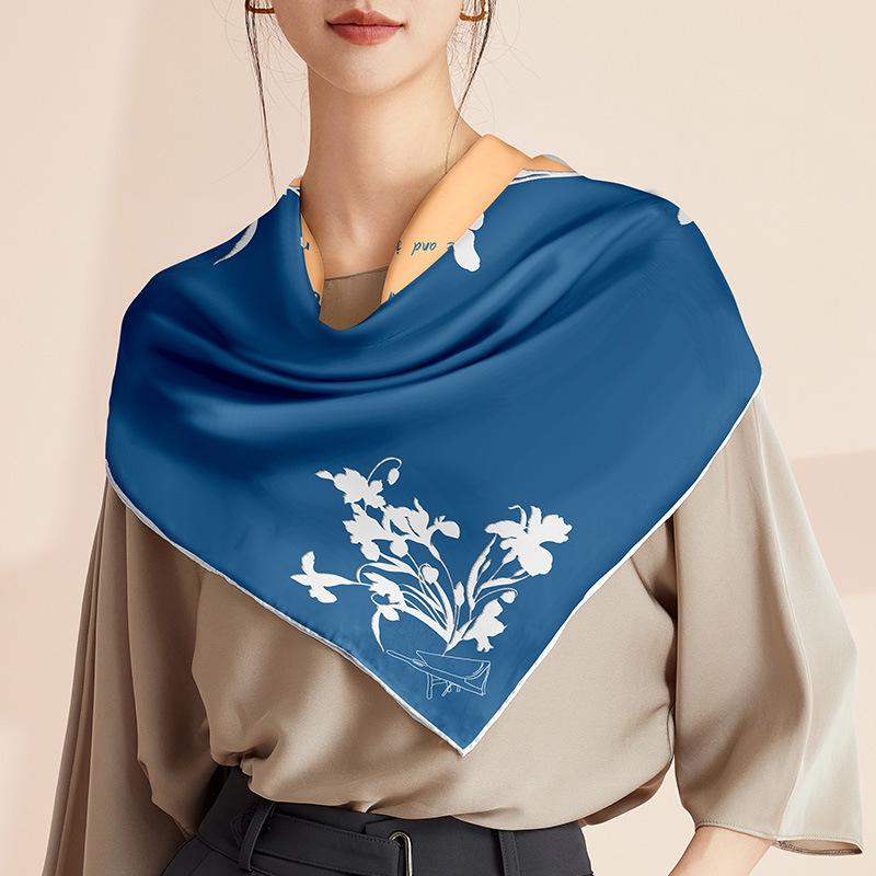 Silk Flower Series Women s Scarf - Versatile Mulberry Silk Original for Workplace