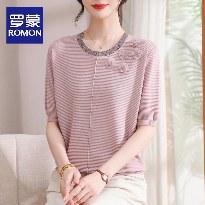 ROMON Women s Mid-Aged Mom Summer Knit Top XL