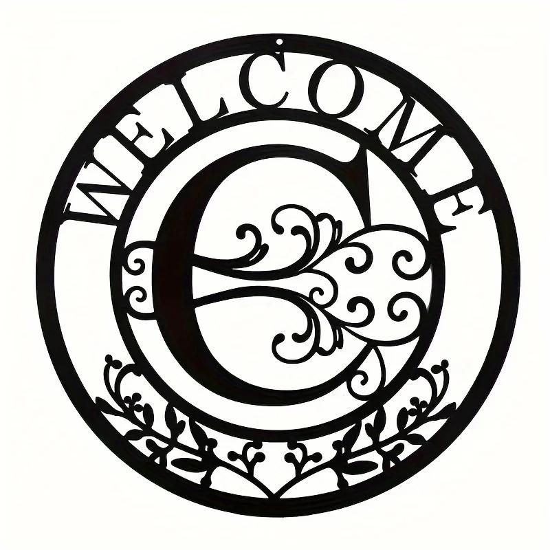 1pc Personalized Family Name Metal Sign (12in) - Letter Design Birthday Gift