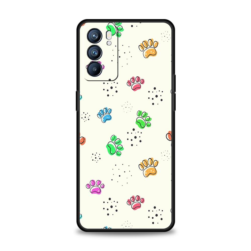 Cute Cat Dog Paw Love Case For Oppo Reno8 Reno7 Reno6 Pro A54 5G Find X6 X5 A53 A52 A9 A15 A95 A17 A16 A76 A74 A57 A31 Cover