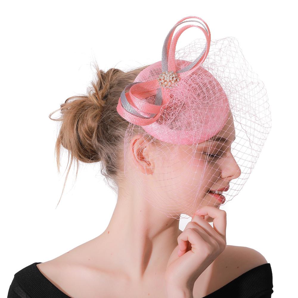 Ladies Linen Hat New Top Hat Feather Shape Bridal Top Hat Wedding Banquet Linen Yarn