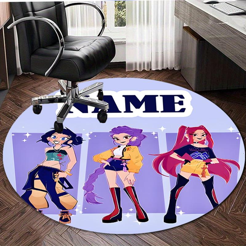 Personalized K-KPop Demon Hunters Round Chair Office Rug - Perfect for Mat, Office Chair & More - Ideal Gift for Birthdays and Holidays
