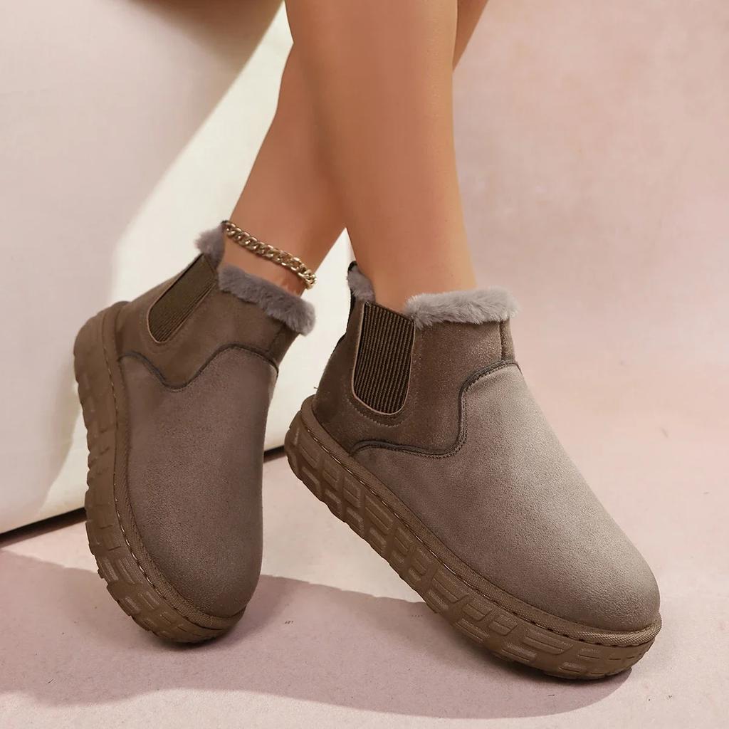 Fashion 2025 New Women Snow Boots Casual Chelsea Ankle Boots Short Plush Warm Boots Women Outdoor Luxury Flats Platform Ladies Shoes