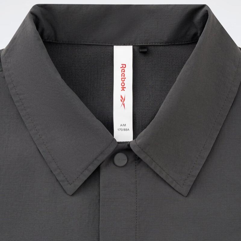 Reebok Solid Color Outdoor Sports Sun Protection Multi-Pocket Vintage Short Sleeve Shirt Men shirts Charcoal-Black 23RCS801MGH1