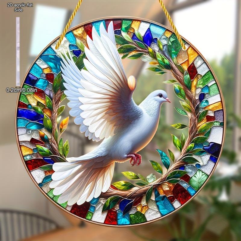 2D Flat Acrylic Charming Dove Stained Style, Suitable for All Seasons, Nurseries, Vintage Home Decor Wall for Bar Kitchen, Restaurant Shop Wall Decor