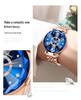 Women's Waterproof Ocean Heart Multi-Faceted Glass Watch with Stainless Steel Band - Blue Starry Sky Design