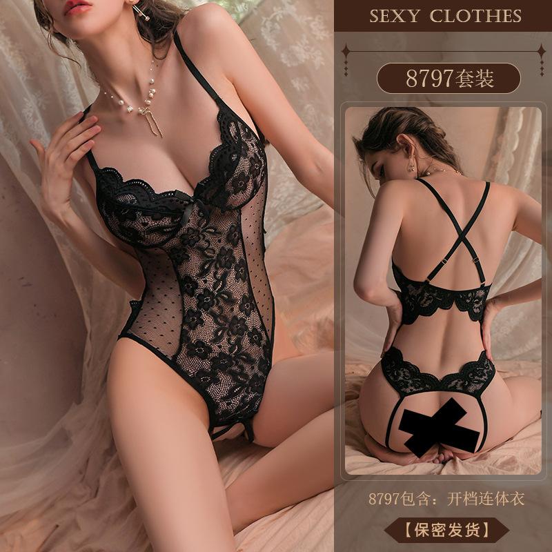 Sexy Lingerie Sexy Lace Seduction Onesie Women's Perspective Uniform Free Pajamas Set