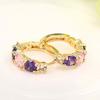 Women Fashion 9K Gold Plated Purple Zircon Eardrop Huggie Earrings Jewelry Gift